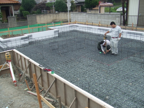 ベタ基礎　配筋工事